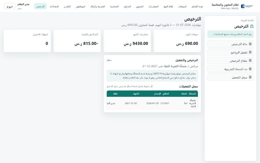 نظام قَيْد لإدارة المنشآت التجاريّة — الترخيص